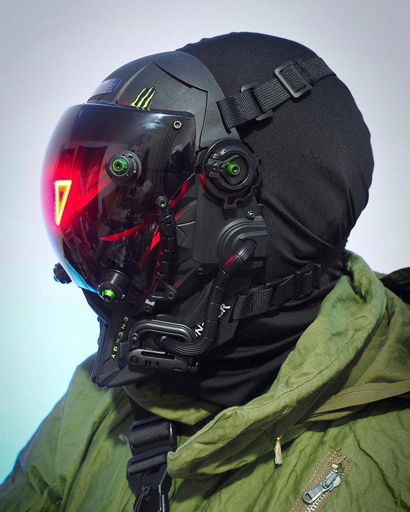 cyberpunk motorcycle helmet gas mask Techwear LED Cyberpunk Helmet Mask