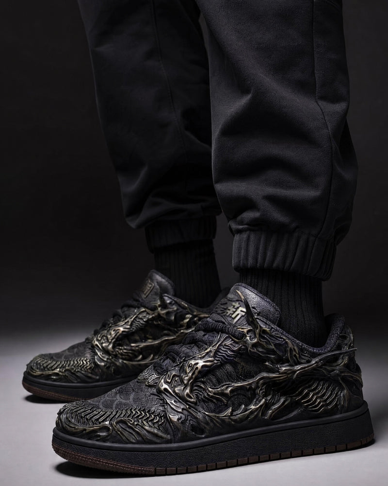 Techwear Armor-Textured Low-Top Sneakers