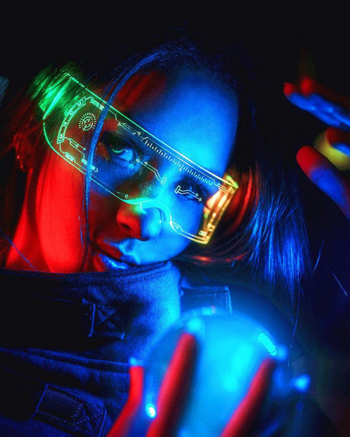 LED Light Up Glasses,Luminous LED Glasses,LED Goggles, Cyberpunk LED Goggles,LED Visor Glasses,led glasses party