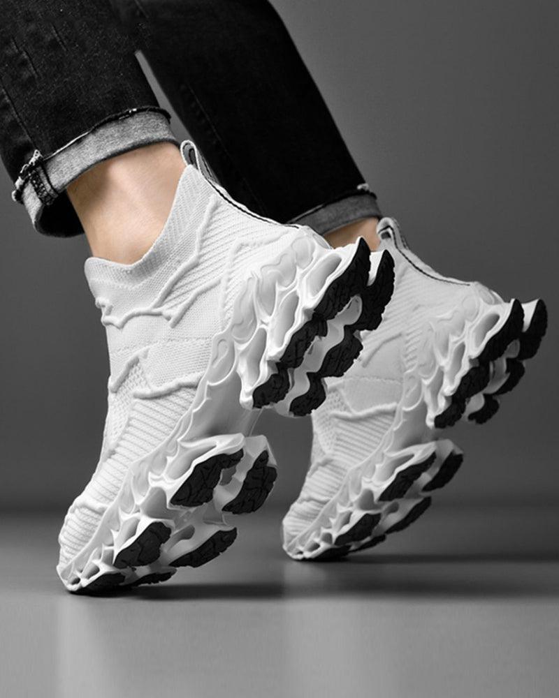 Flame Burning Casual Knit Sneakers - Techwear Official