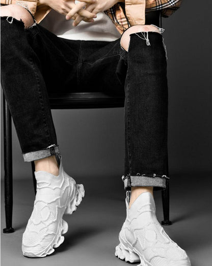 Flame Burning Casual Knit Sneakers - Techwear Official