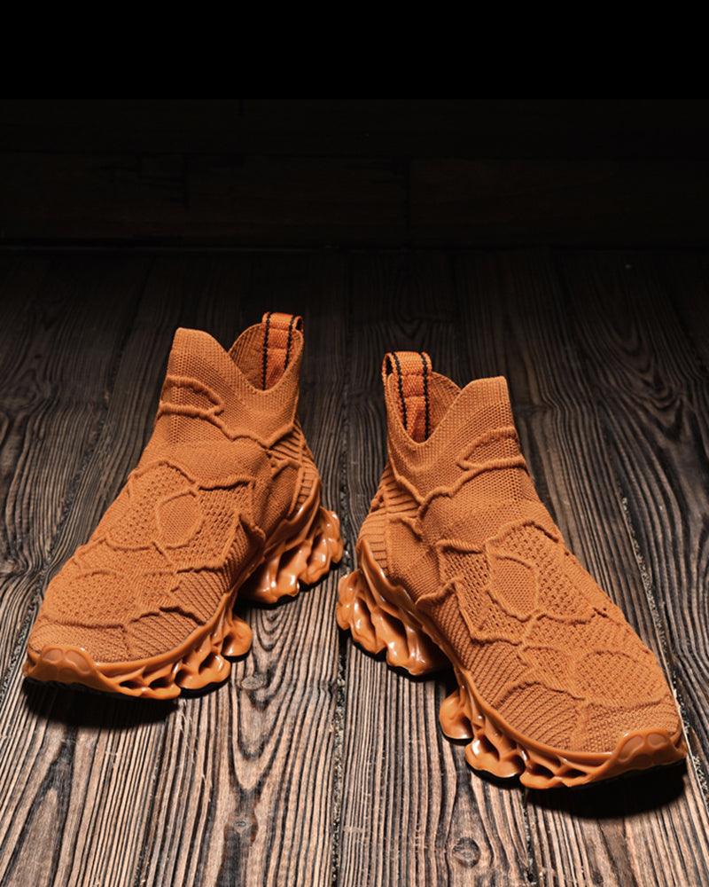 Flame Burning Casual Knit Sneakers - Techwear Official