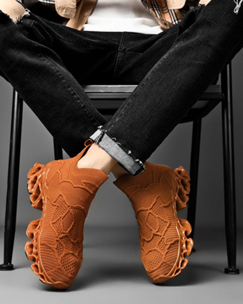 Flame Burning Casual Knit Sneakers - Techwear Official