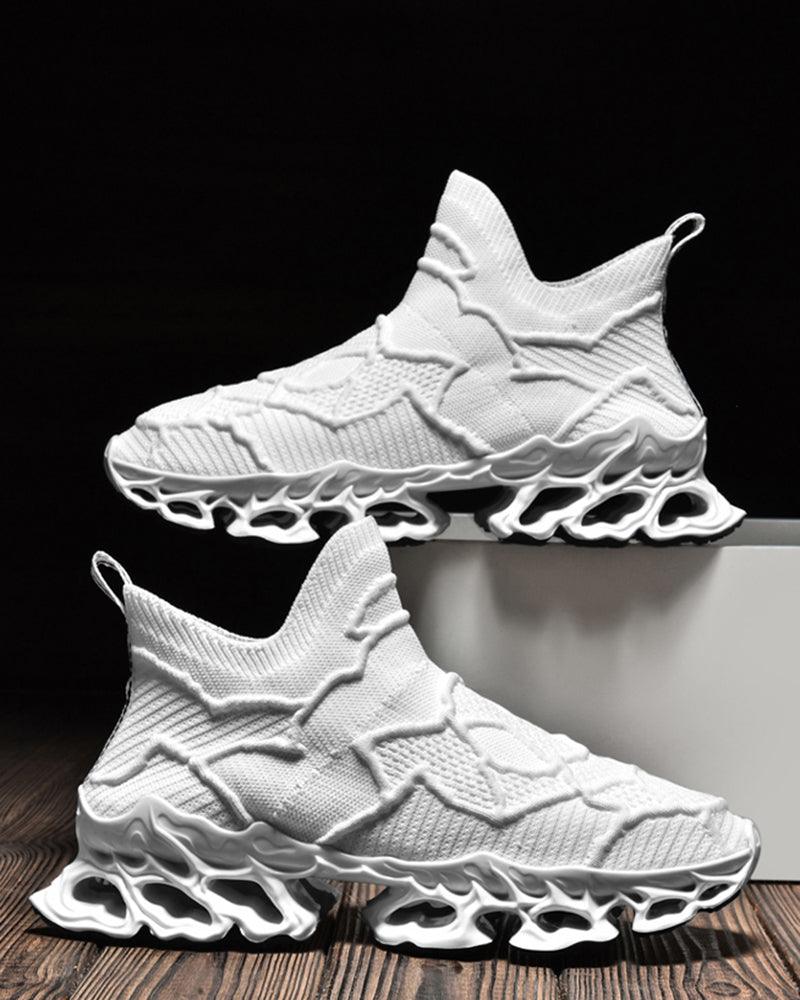 Flame Burning Casual Knit Sneakers - Techwear Official