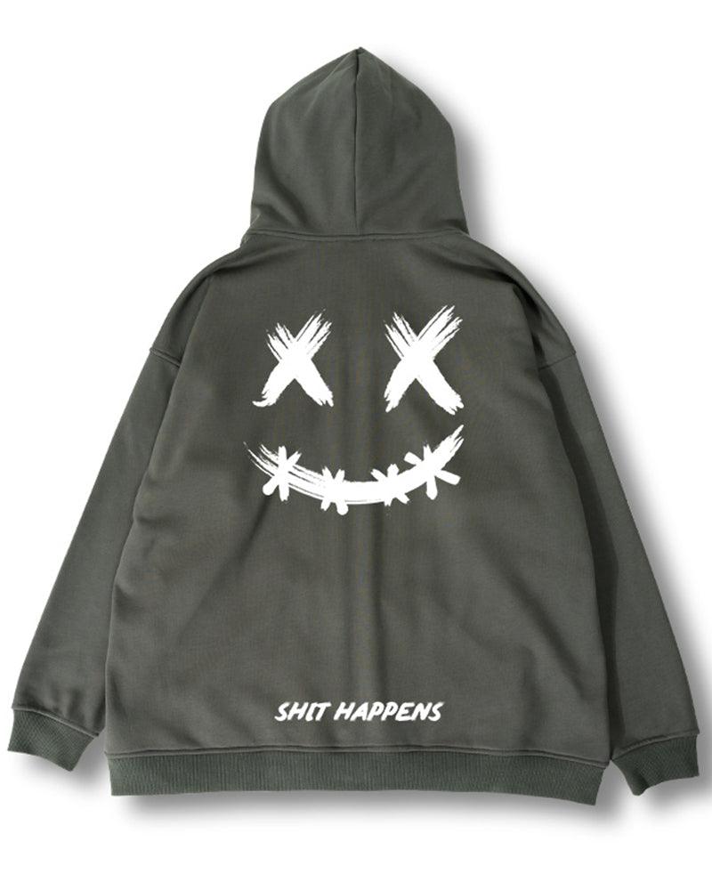Oversize Streetwear Smiley Zip Up Hoodie – Techwear Official