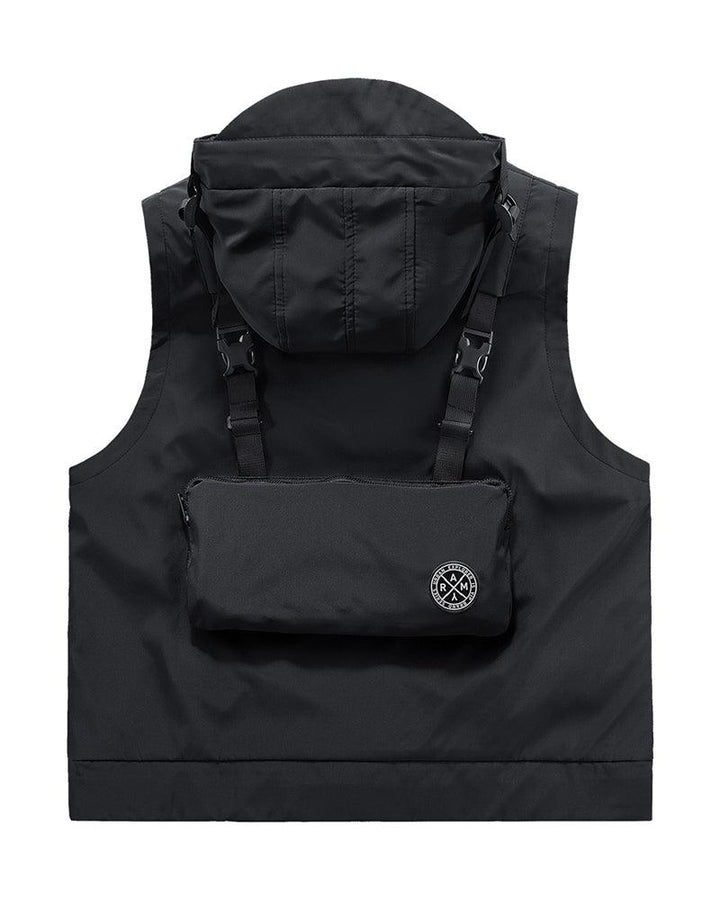 Functional Multi-Pocket Hooded Vest - Techwear Official