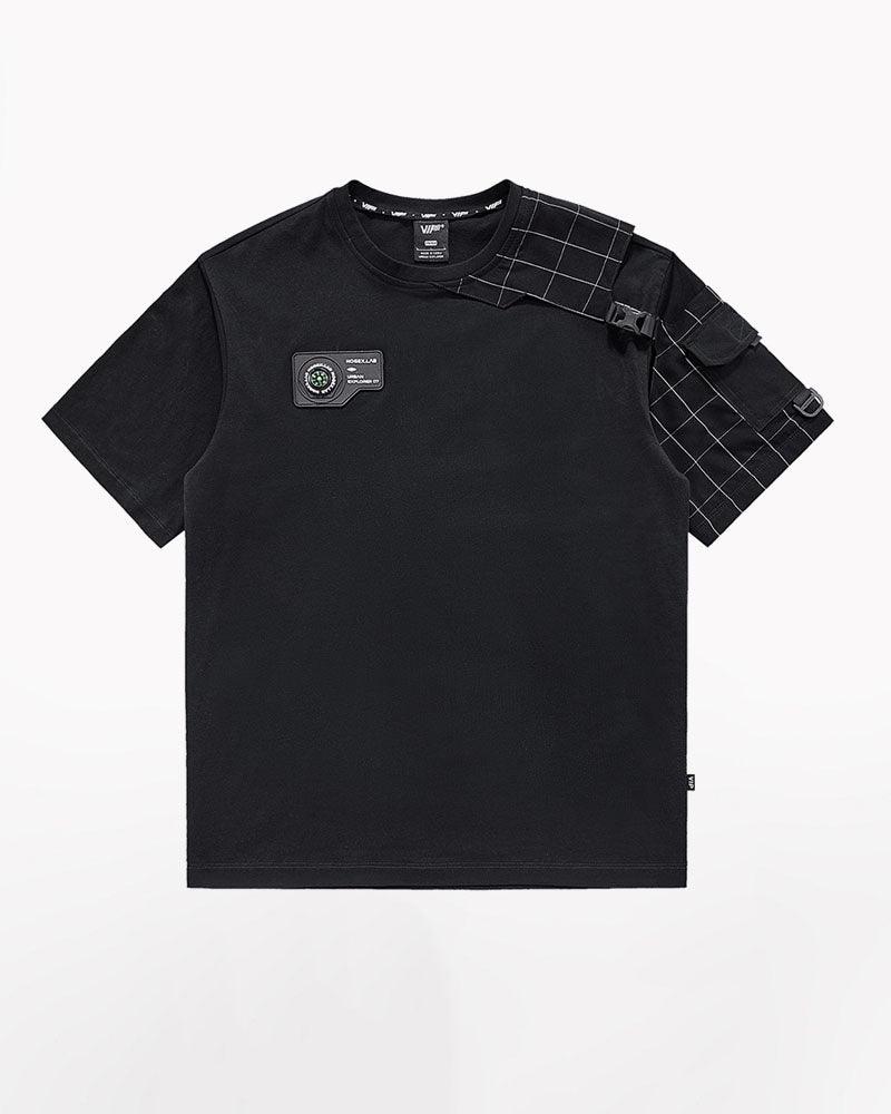 Techwear T-shirts,tactical shirt,mens black tees,cargo t-shirt men&