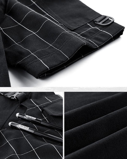 Functional Plaid Patchwork T-Shirt - Techwear Official