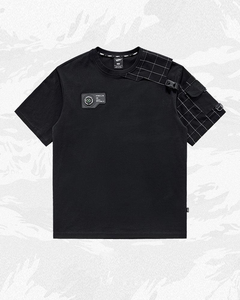 Techwear T-shirts,tactical shirt,mens black tees,cargo t-shirt men&