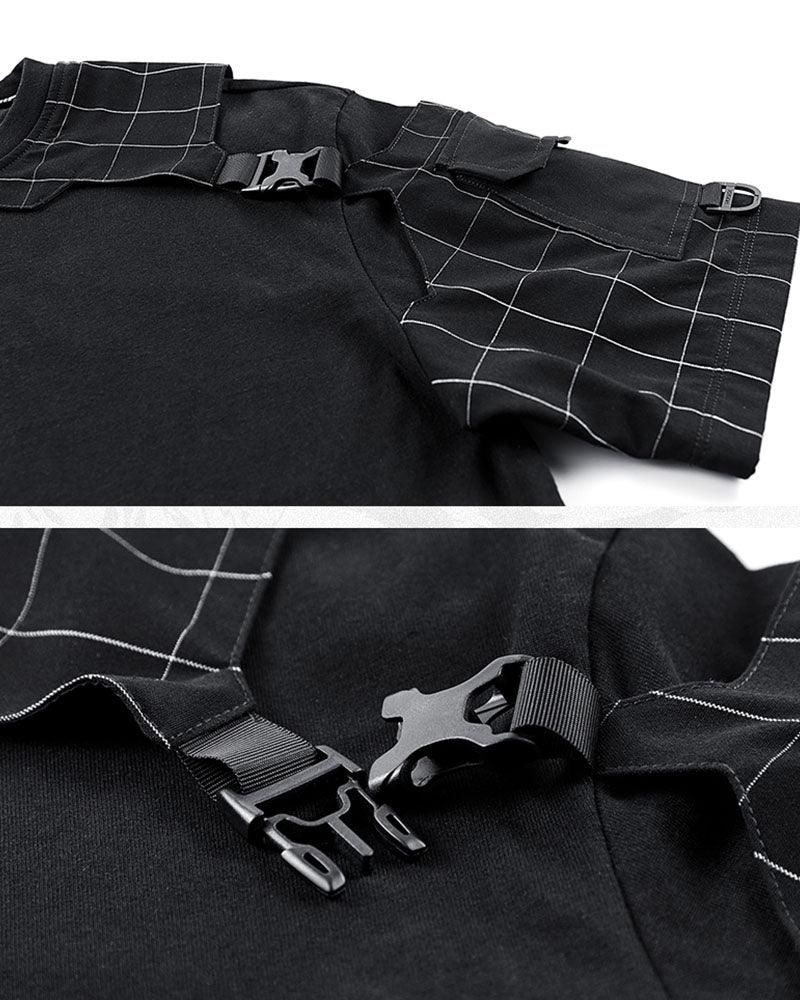 Functional Plaid Patchwork T-Shirt - Techwear Official