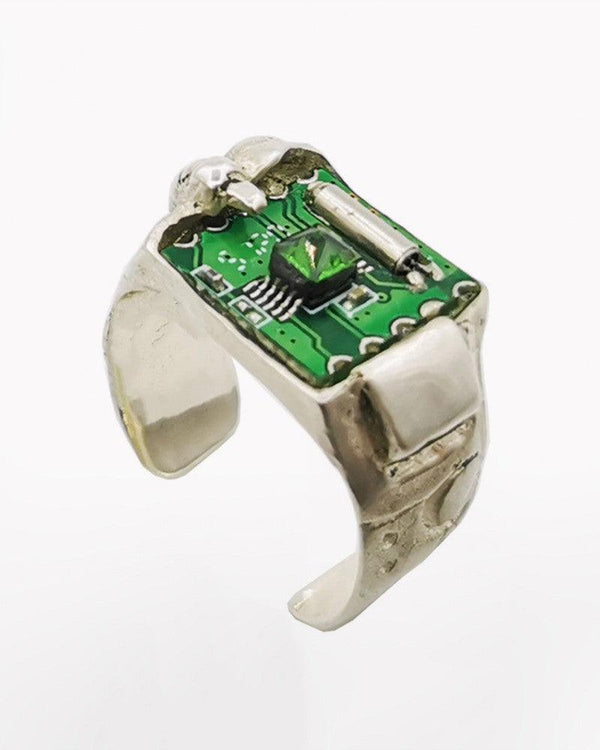 Futurism Emerald Mechanical Ring - Techwear Official
