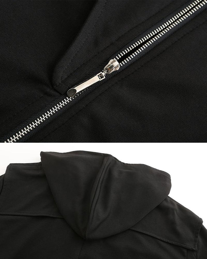 Irregular Ribbons Cool Long Hooded Coat - Techwear Official