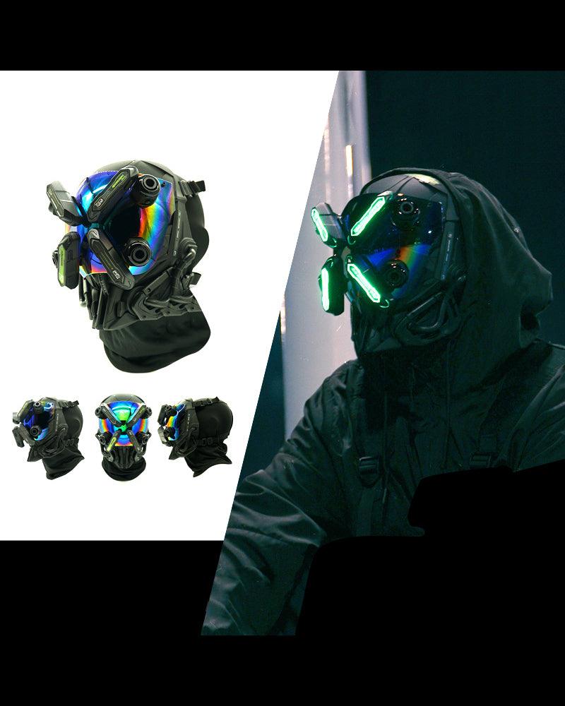 Grim-faced Cyberpunk Colorful Mask - Techwear Official