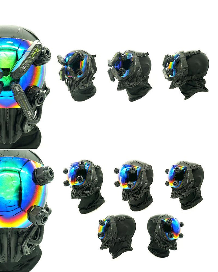 Grim-faced Cyberpunk Colorful Mask - Techwear Official