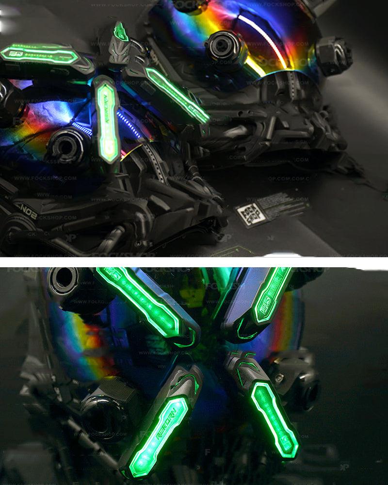 Grim-faced Cyberpunk Colorful Mask - Techwear Official