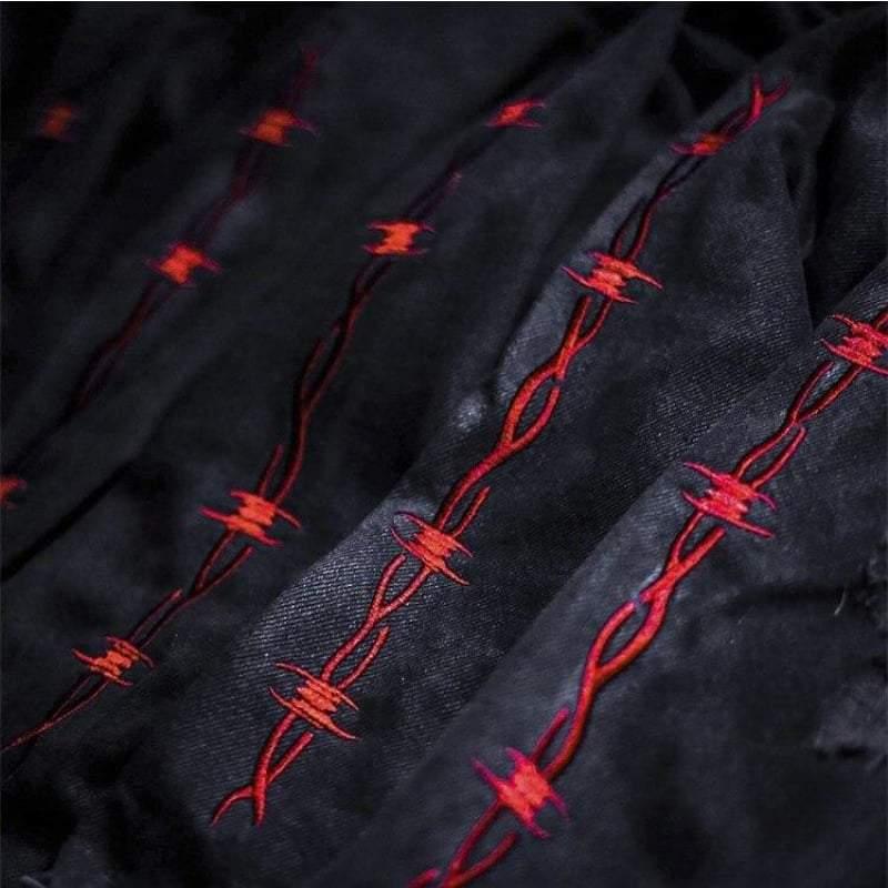 Here I Am Harajuku Horns Denim Jacket - Techwear Official