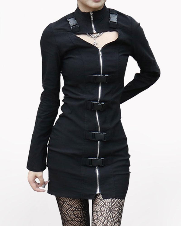 Hit The Ground Motorcycle Buckle Dress - Techwear Official