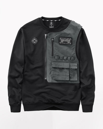 crewneck sweatshirt,black sweatshirt,mens sweatshirt,tactical hoodie,lightweight hoodie,techwear hoodie,cyberpunk techwear hoodie,streetwear hoodie,pullover hoodie,techwear,affordable techwear,techwear fashion,Japanese techwear,techwear outfits,futuristic clothing,cyberpunk clothing,cyberpunk techwear,cyberpunk fashion