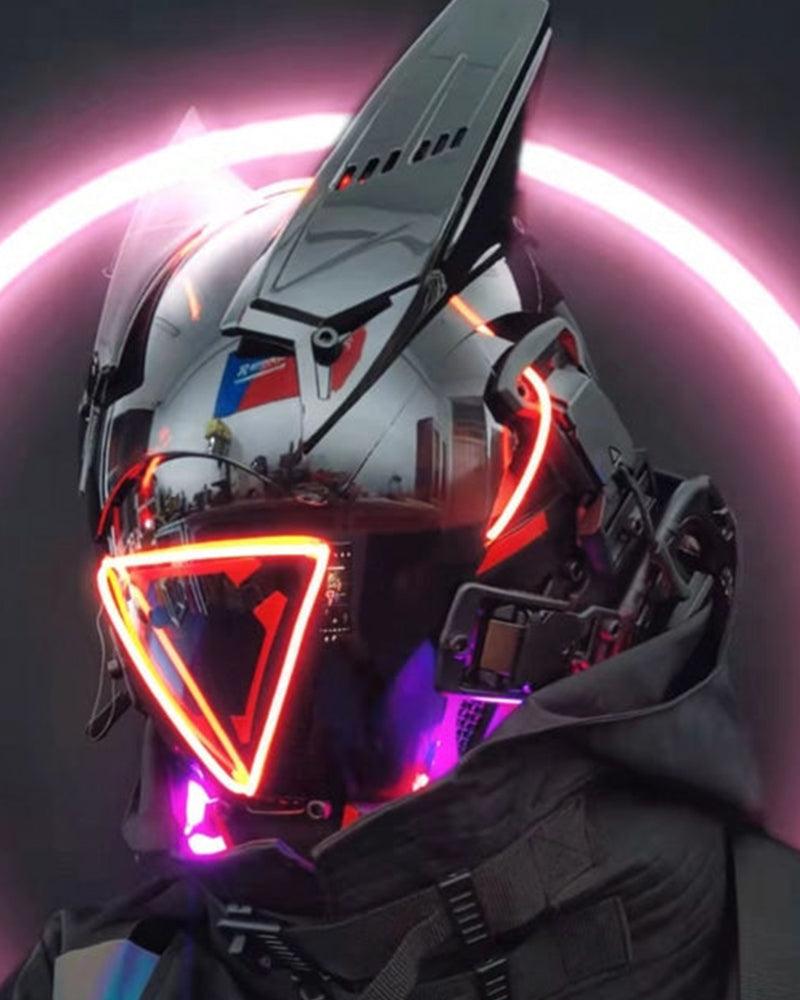 Futuristic LED Sci Fi Cyberpunk Helmet Mask, Size Onesize, Pink