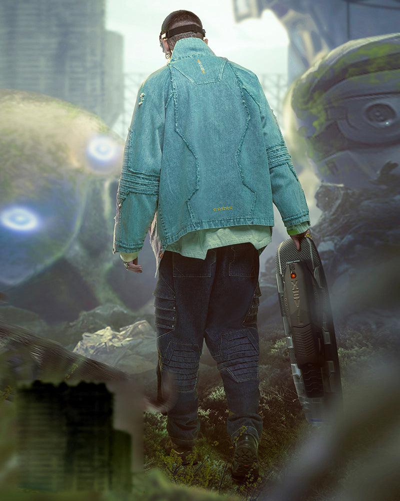 Irregular Cyberpunk Denim Jacket - Techwear Official