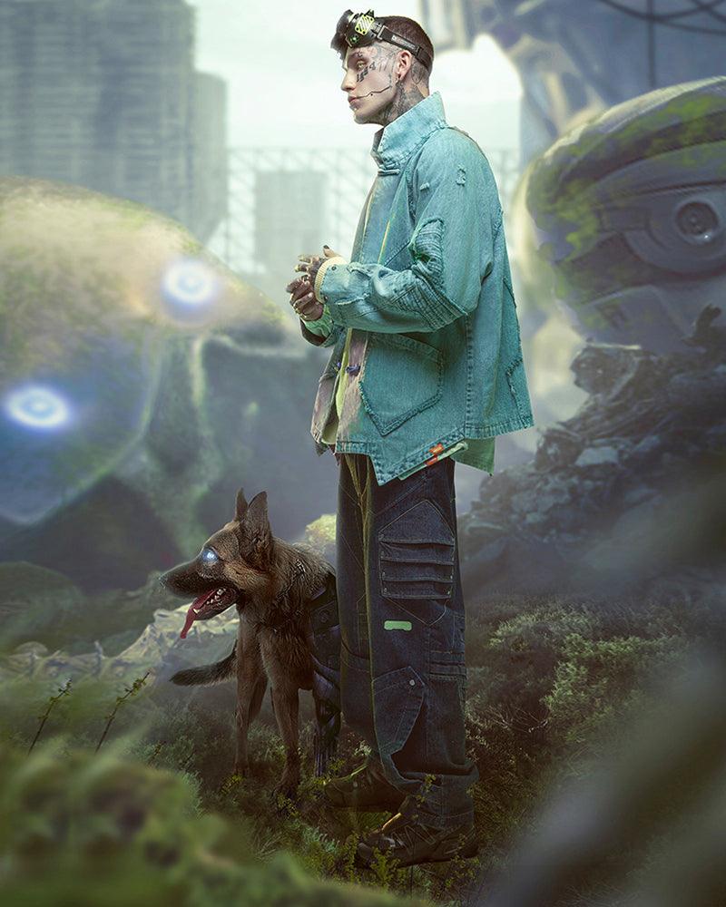 Irregular Cyberpunk Denim Jacket - Techwear Official