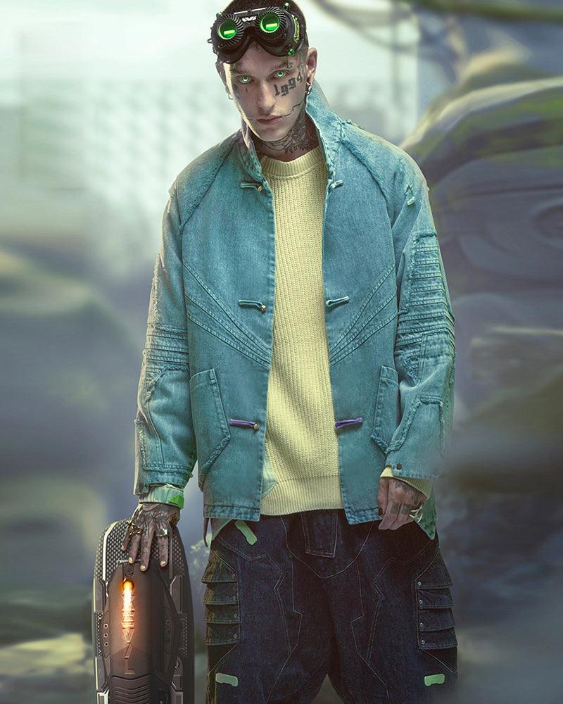 Irregular Cyberpunk Denim Jacket - Techwear Official