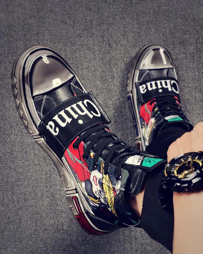 Kung Fu Panda Leather High-top Sneakers - Techwear Official