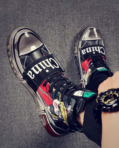 Kung Fu Panda Leather High-top Sneakers - Techwear Official