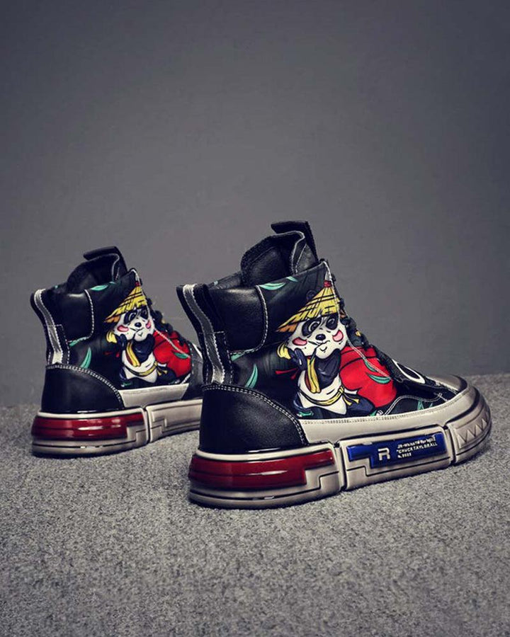 Kung Fu Panda Leather High-top Sneakers - Techwear Official