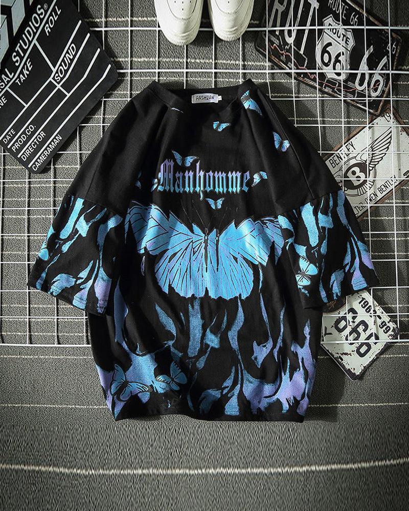 Like A Blue Butterfly Boom Time T-Shirt - Techwear Official