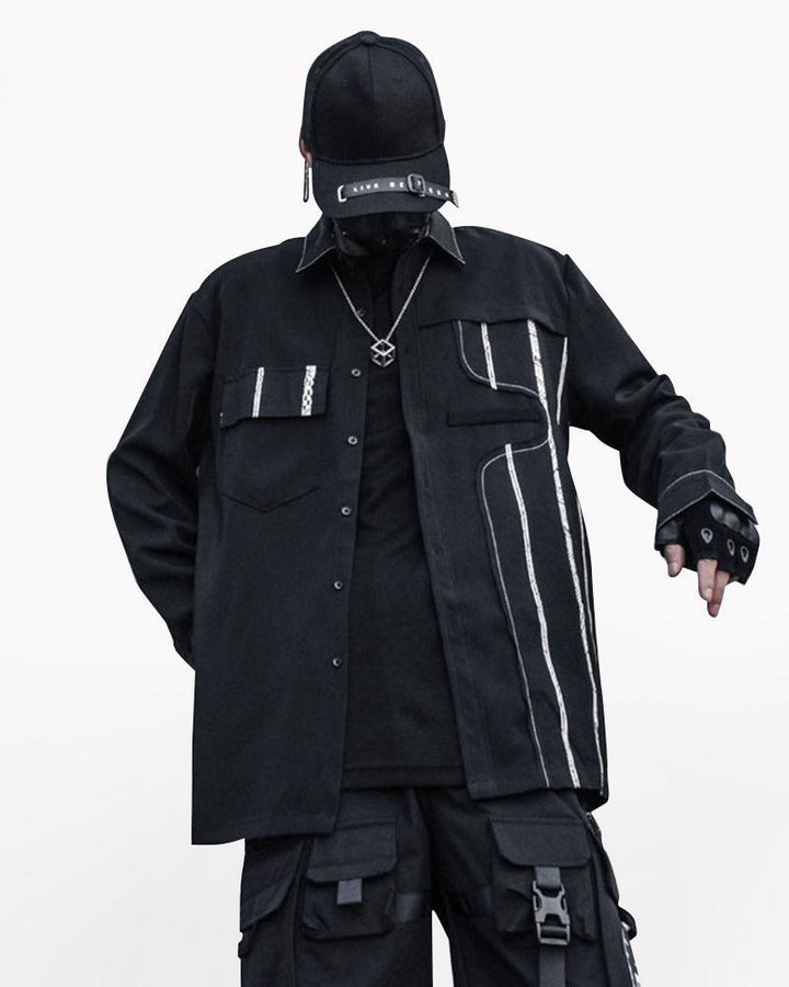 Look Into My Eyes Striped Shirt Coat - Techwear Official