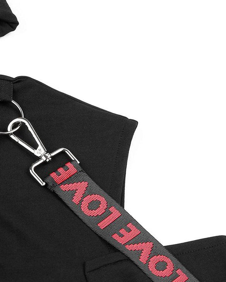 LOVE Letter Multi Ribbon Crop Top Hoodie - Techwear Official