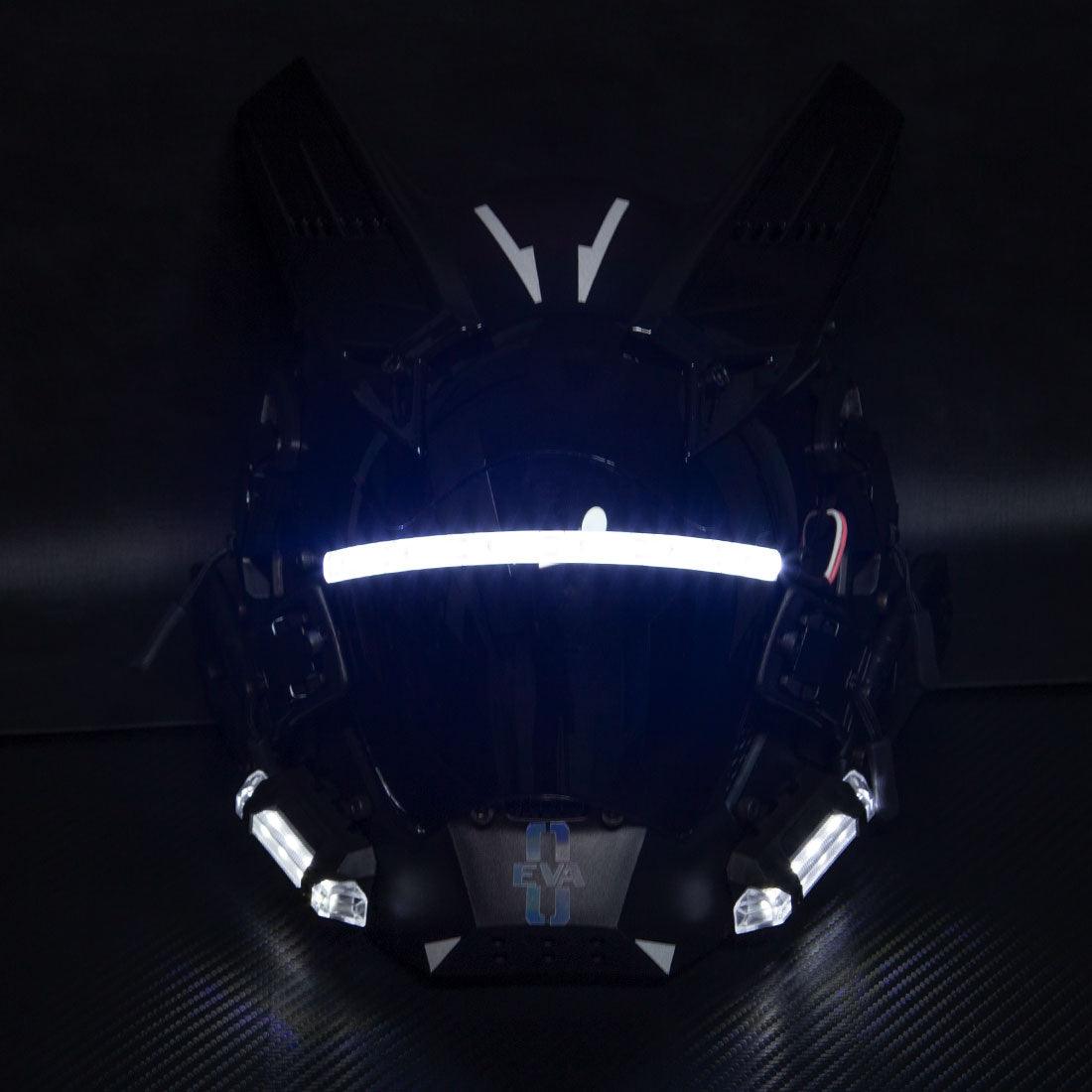 Mechanical Soaring Horned Cyberpunk Mask (LEDs available in 7 colors) - Techwear Official