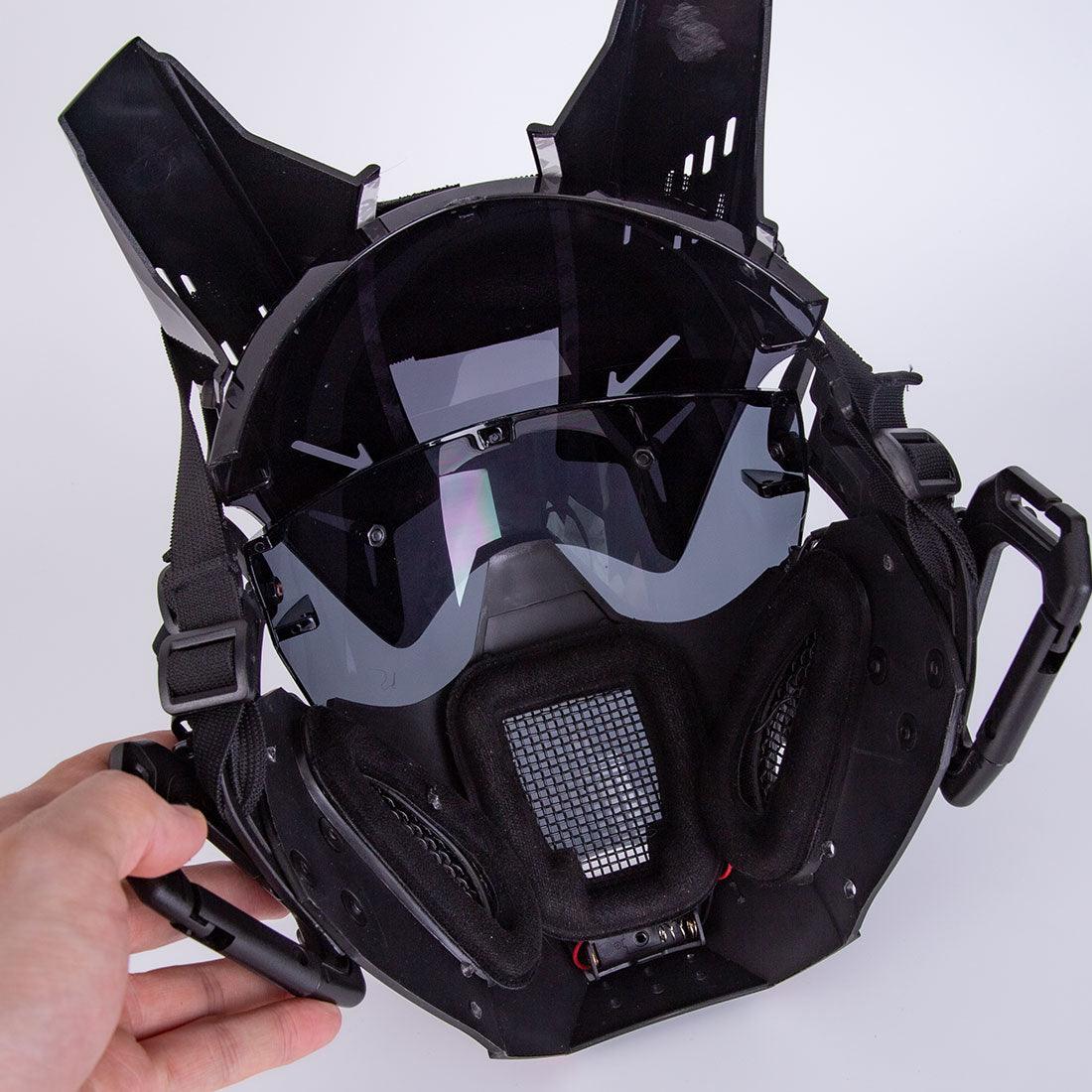 Mechanical Soaring Horned Cyberpunk Mask (LEDs available in 7 colors) - Techwear Official