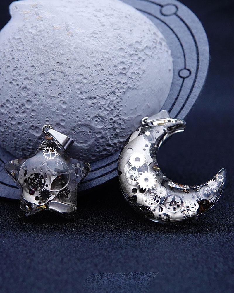 Moon Star Couple Cyberpunk Mechanical Necklace - Techwear Official