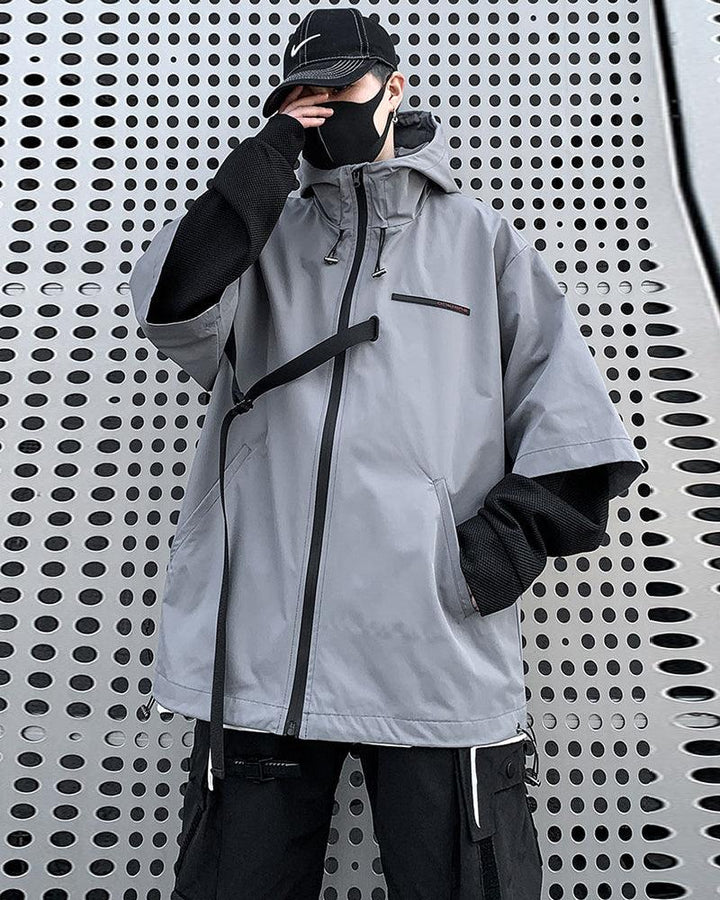 One I Adore Fake Two Piece Hooded Jacket - Techwear Official