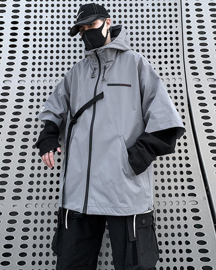 One I Adore Fake Two Piece Hooded Jacket - Techwear Official