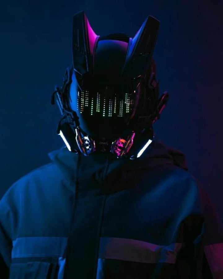 Over the Rainbow Rhythm Cyberpunk Mask ( Customizable Text And Image Available) - Techwear Official