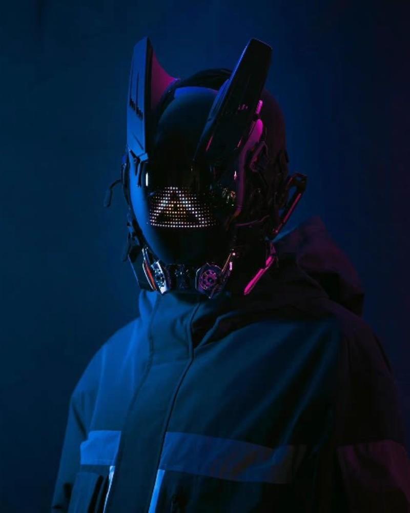 Over the Rainbow Rhythm Cyberpunk Mask ( Customizable Text And Image Available) - Techwear Official