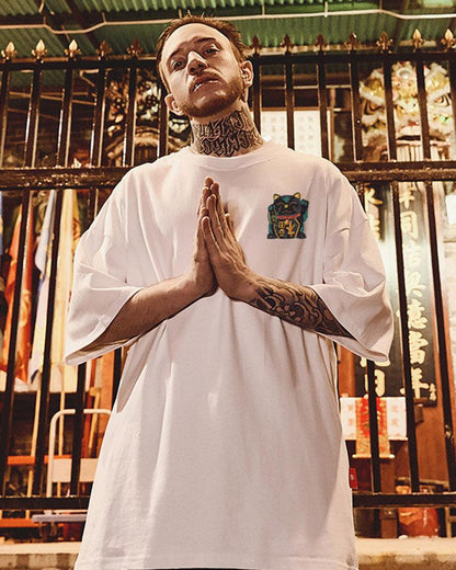 Oversize Streetwear Lucky Cat T-Shirt - Techwear Official