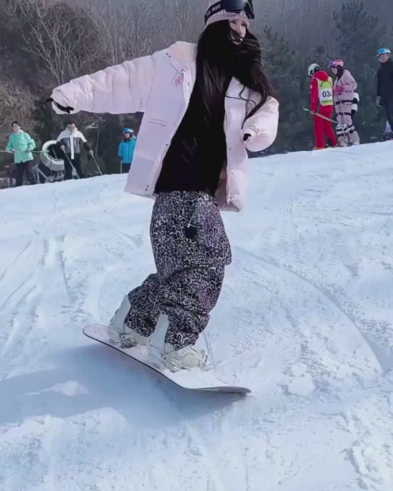 Ski Wear Fleece-Lined 3L Waterproof Leopard Ski Pants - Unisex