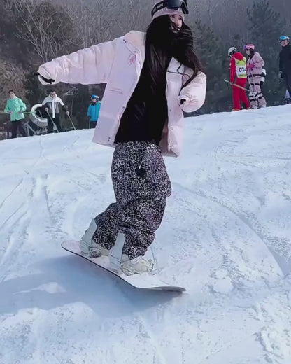 Ski Wear Fleece-Lined 3L Waterproof Leopard Ski Pants - Unisex