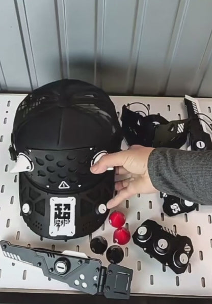 Cyberpunk Mech-Horn Tactical Cap Mask Hand Armor