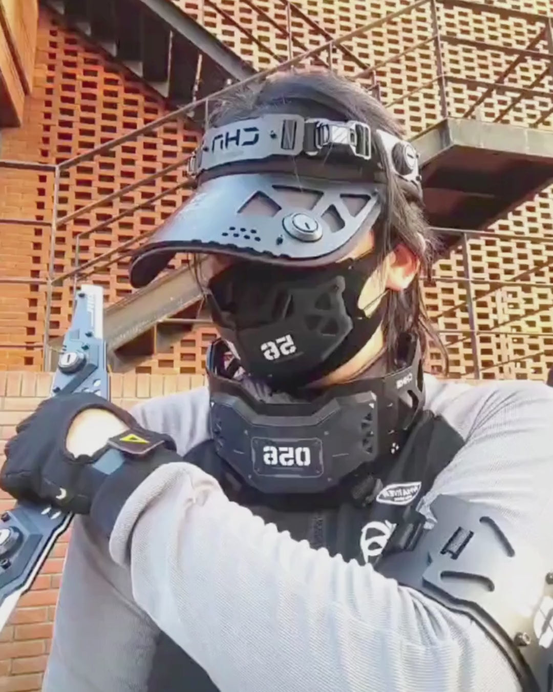 Cyberpunk Mechanical Futuristic Visor Mask and Neck Gaiter