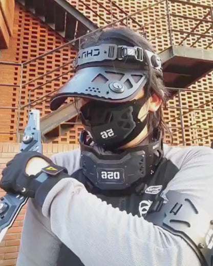 Cyberpunk Mechanical Futuristic Visor Mask and Neck Gaiter