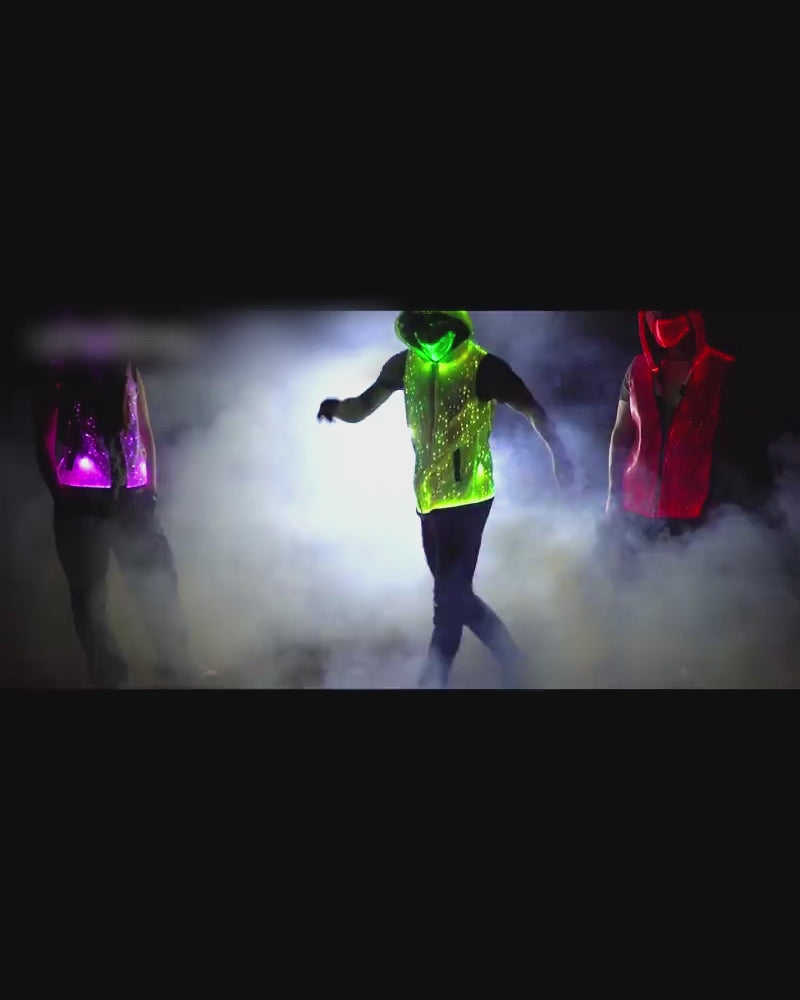 Cyberpunk Rave Clothing Luminous Hooded Vest