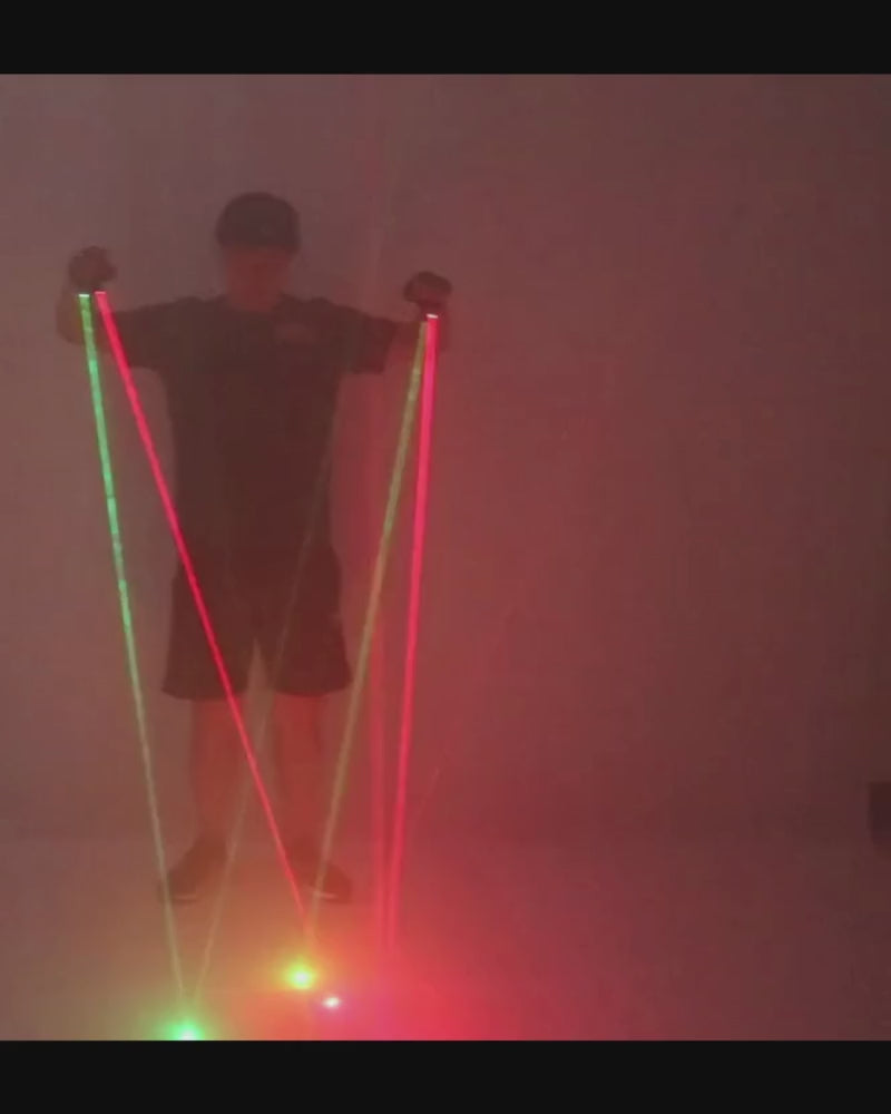 Cyberpunk Red&amp;Green Laser Light Up Gloves