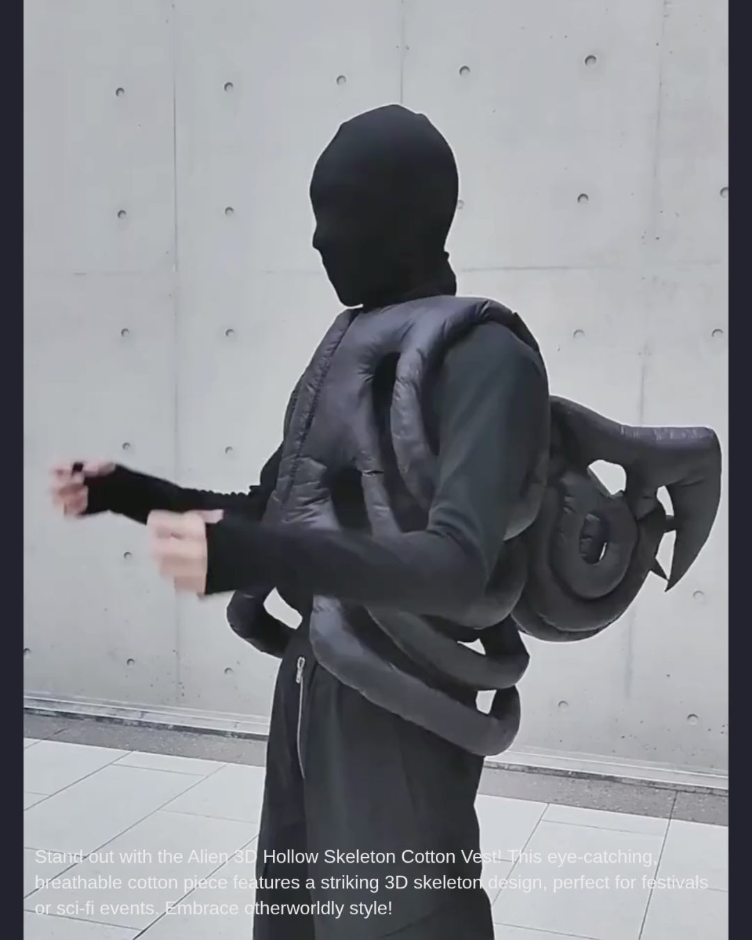 Alien 3D Hollow Skeleton Cotton Vest and Hood (Sold Separately)