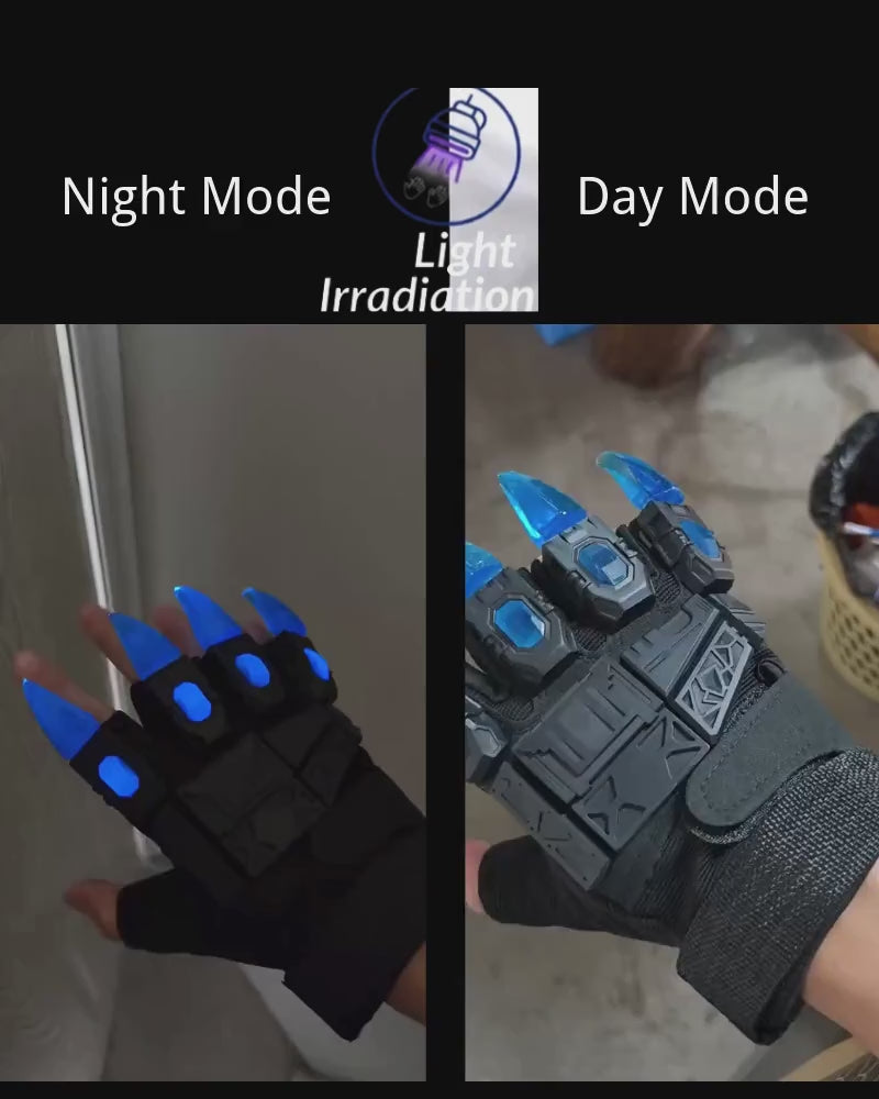 Cyberpunk Mecha-Tech Fluorescent Tactical Armor Finger Gloves
