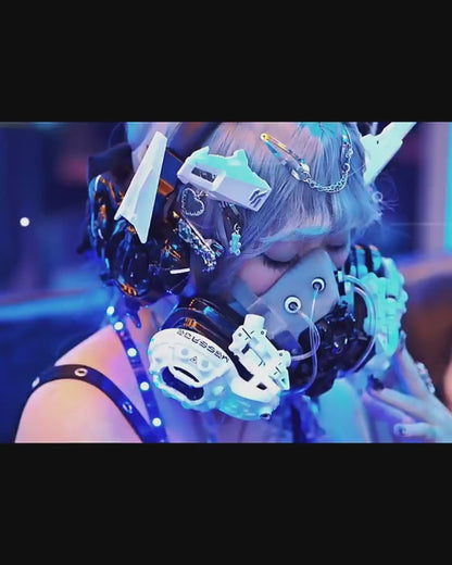 Fallen Angel Futuristic Cosplay Cyberpunk White Headband And Mask (Sold Separately)